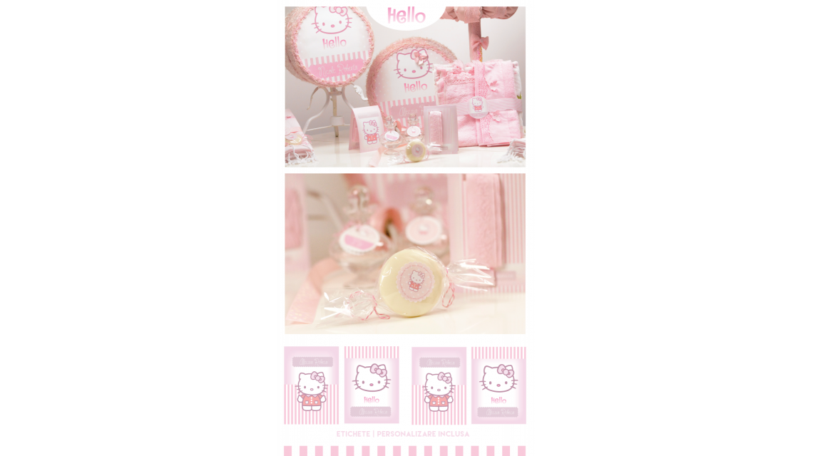 Trusou de botez personalizat brodat cu Hello Kitty pentru fete, Kitty Sugar  5